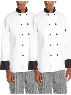 2-PACK Chef Code Executive Chef Coat with Black Trim Unisex