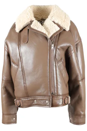 ACNE STUDIO BROWN SHEARLING AND LEATHER JACKET EU 36 UK 8