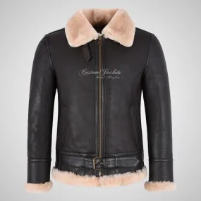 AVIATOR Men's Sheepskin Jacket Brown B3 Flying Shearling Jacket