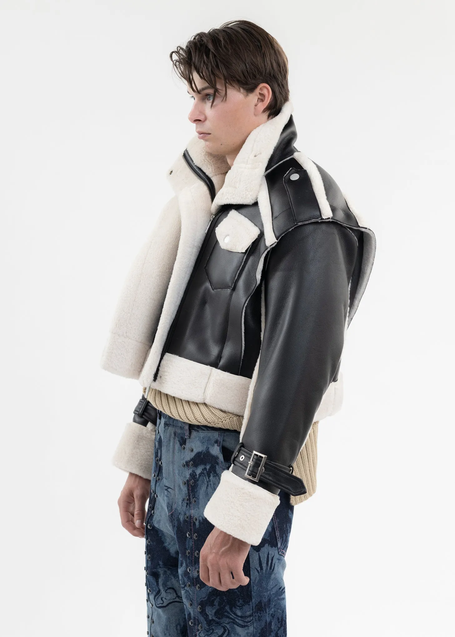 BLACK DOUBLE SIDE SHERPA JACKET