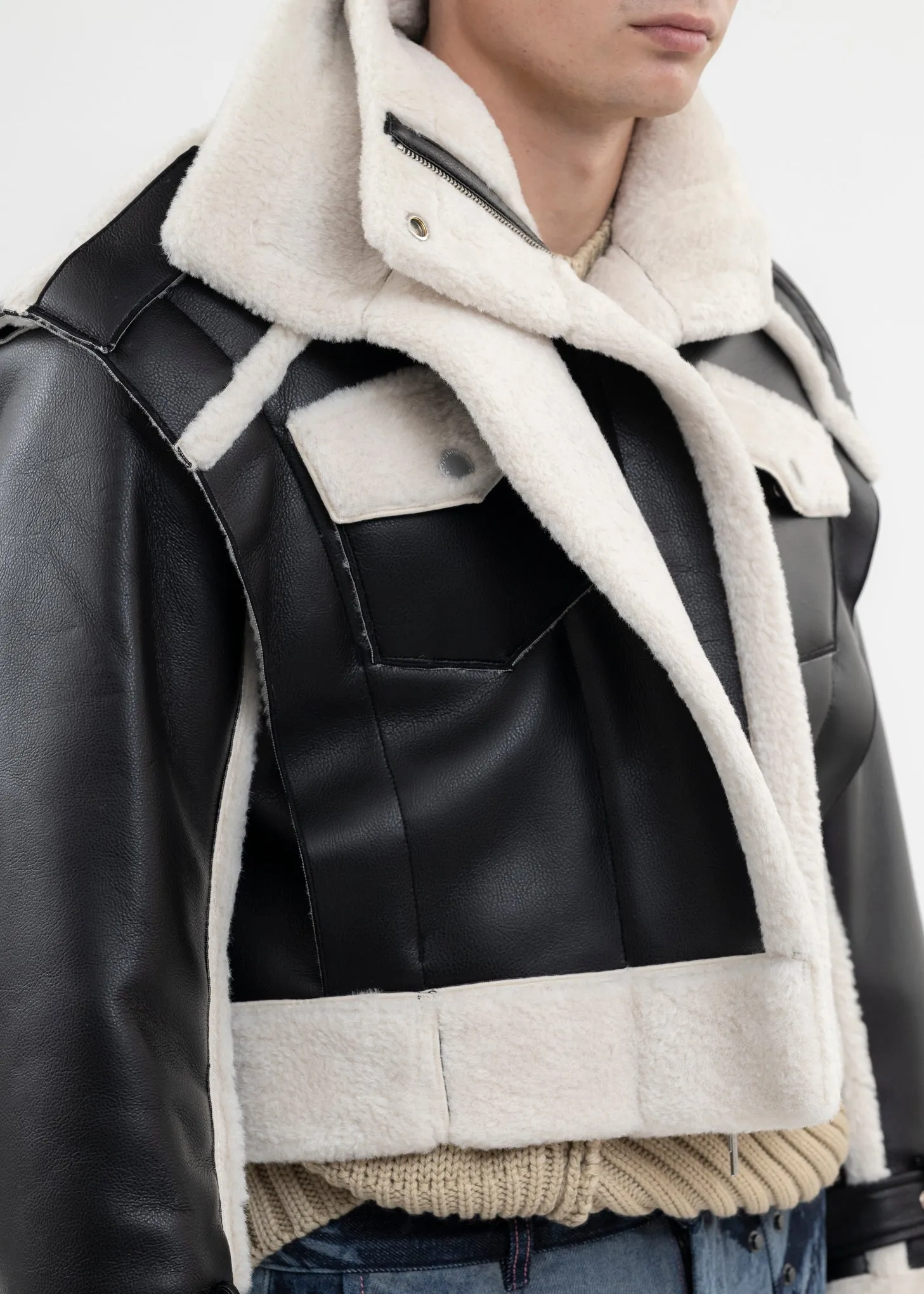 BLACK DOUBLE SIDE SHERPA JACKET