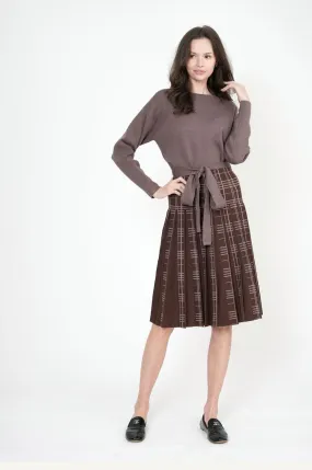 Cocoa Pleated Skirt