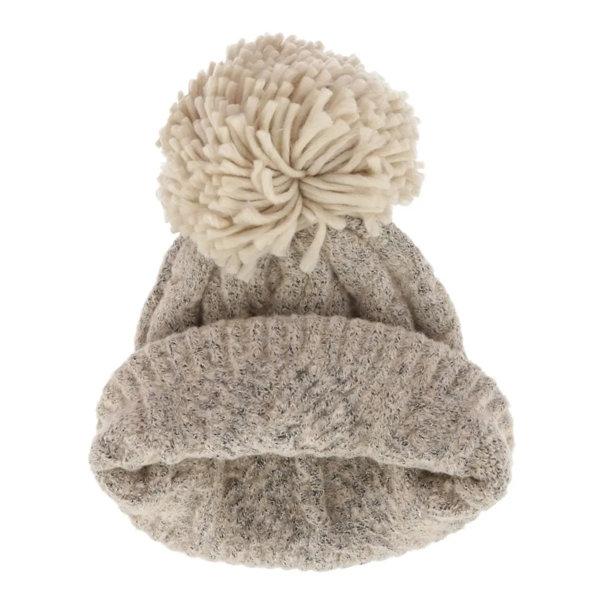 David & Young Women's Chevron Knit Winter Beanie with Matching Yarn Pom