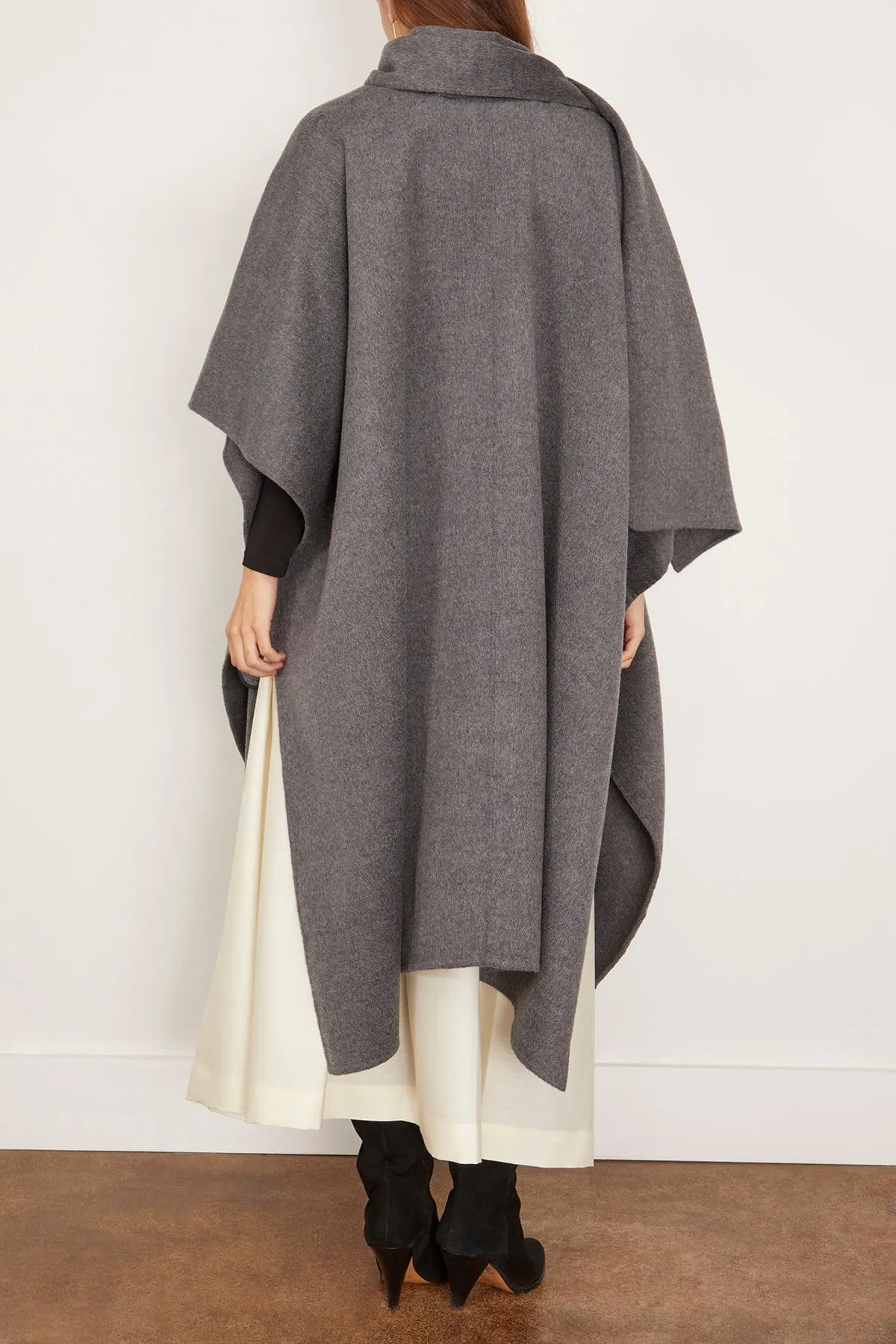 Double Scarf Coat in Mid Grey Melange