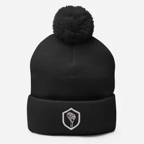 Embroidered Pom-Pom Beanie