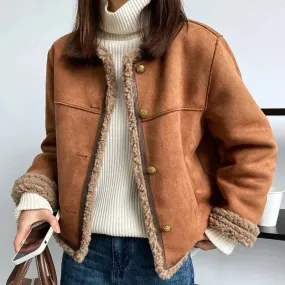 Faux Shearling Trim Jas