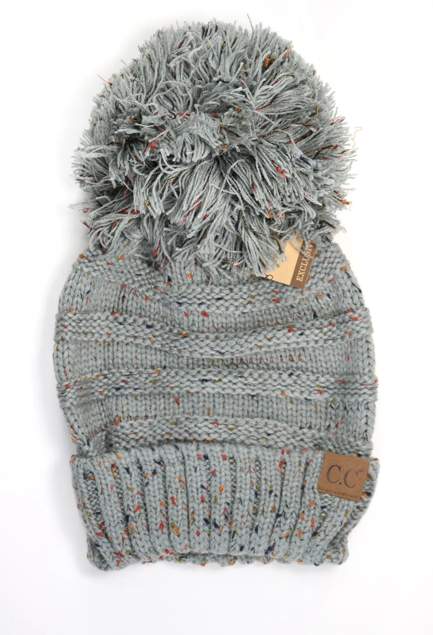 Flecked Slouchy Pom CC Beanie