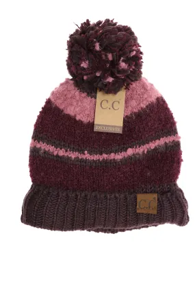 Fuzzy Lined Popcorn Stripe Pom