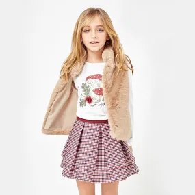 Girls Faux Fur Beige Vest