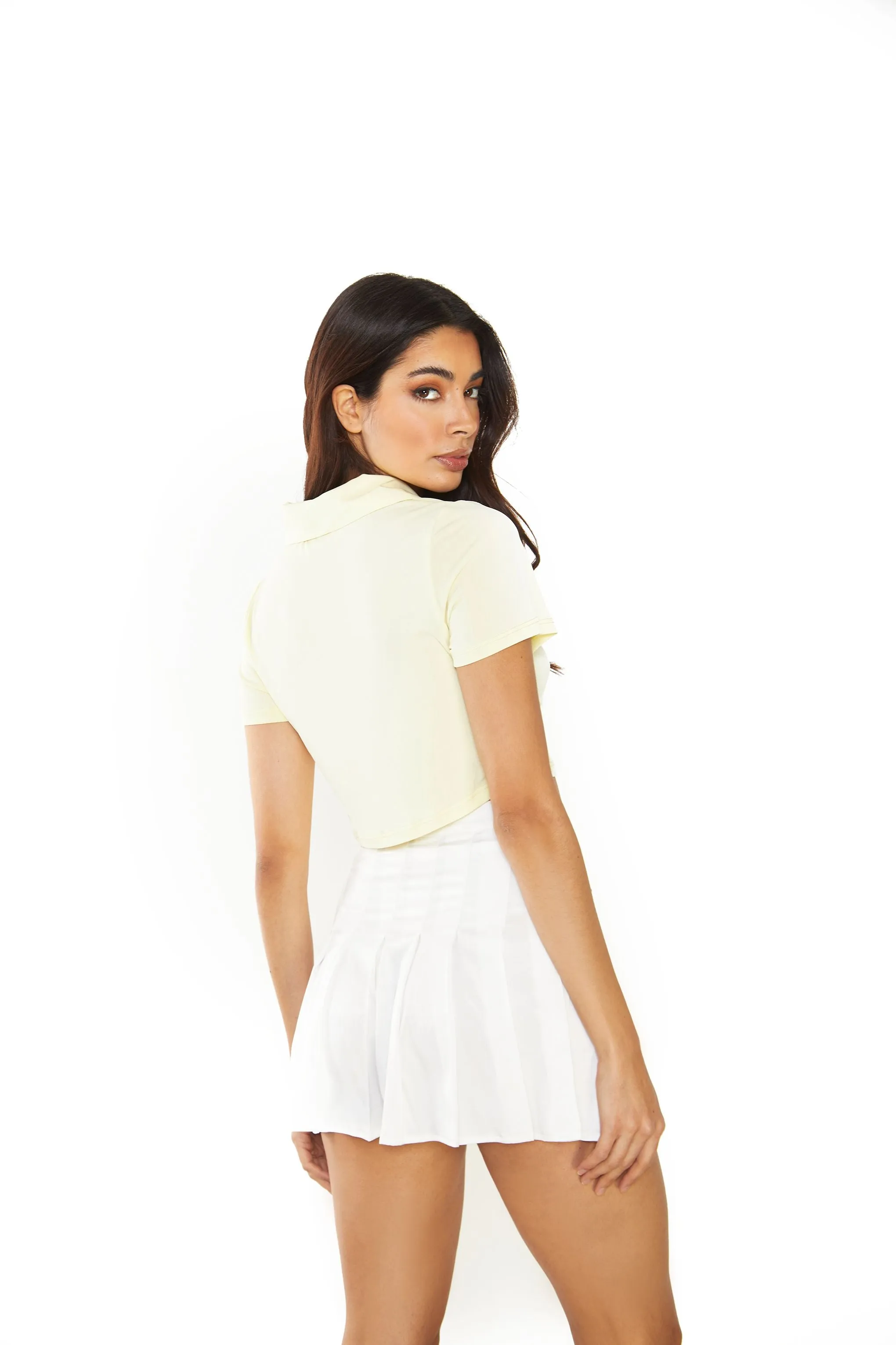 Glamorous Off White Pleated Mini Skirt
