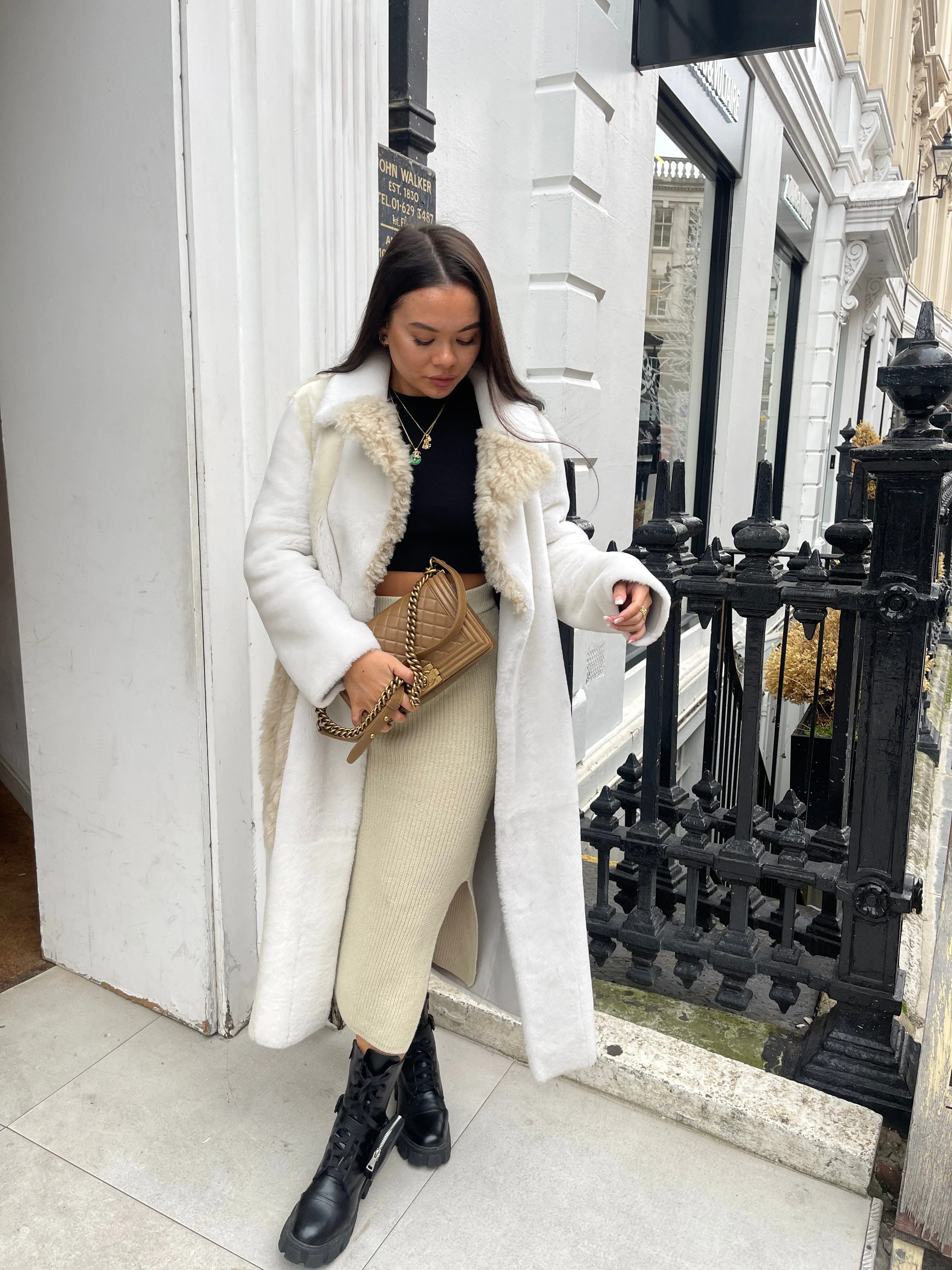 Hugo boss cream shearling jacket ALC0136