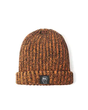 Knitted Logo Patch Beanie - Orange/Black