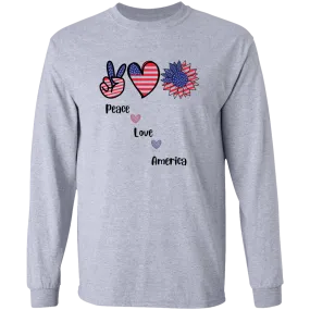 Long Sleeve Ultra Cotton T-Shirt -- Peace Love America