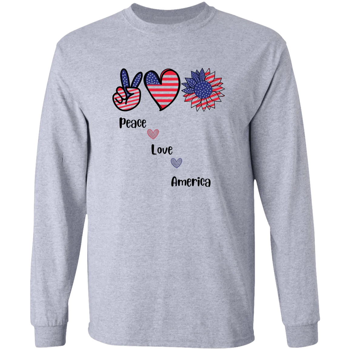 Long Sleeve Ultra Cotton T-Shirt -- Peace Love America