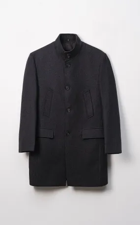 MEN'S LONG WOOL COAT DARK CHARCOAL