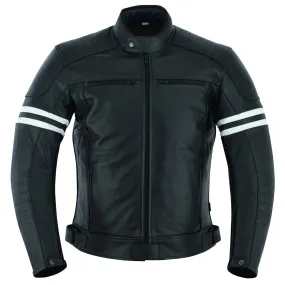 Motorcycle Leather Jacket Touring Motorbike Cafe Biker With Genuine CE Armour