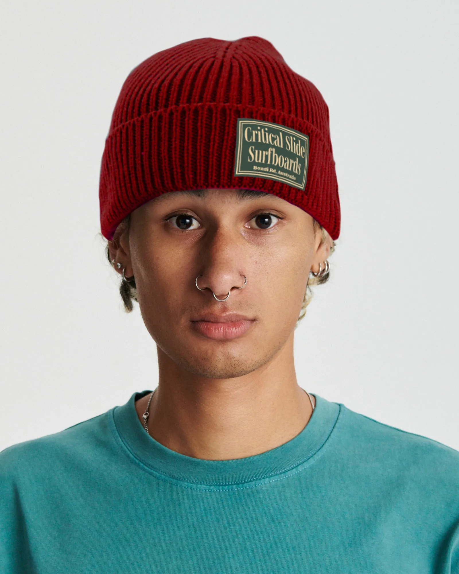 Offset Logo Beanie - Ruby