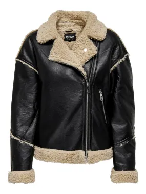 Only / Damen-Jacke / ONLWILMA FAUX LEATH SHERPA JACKET C