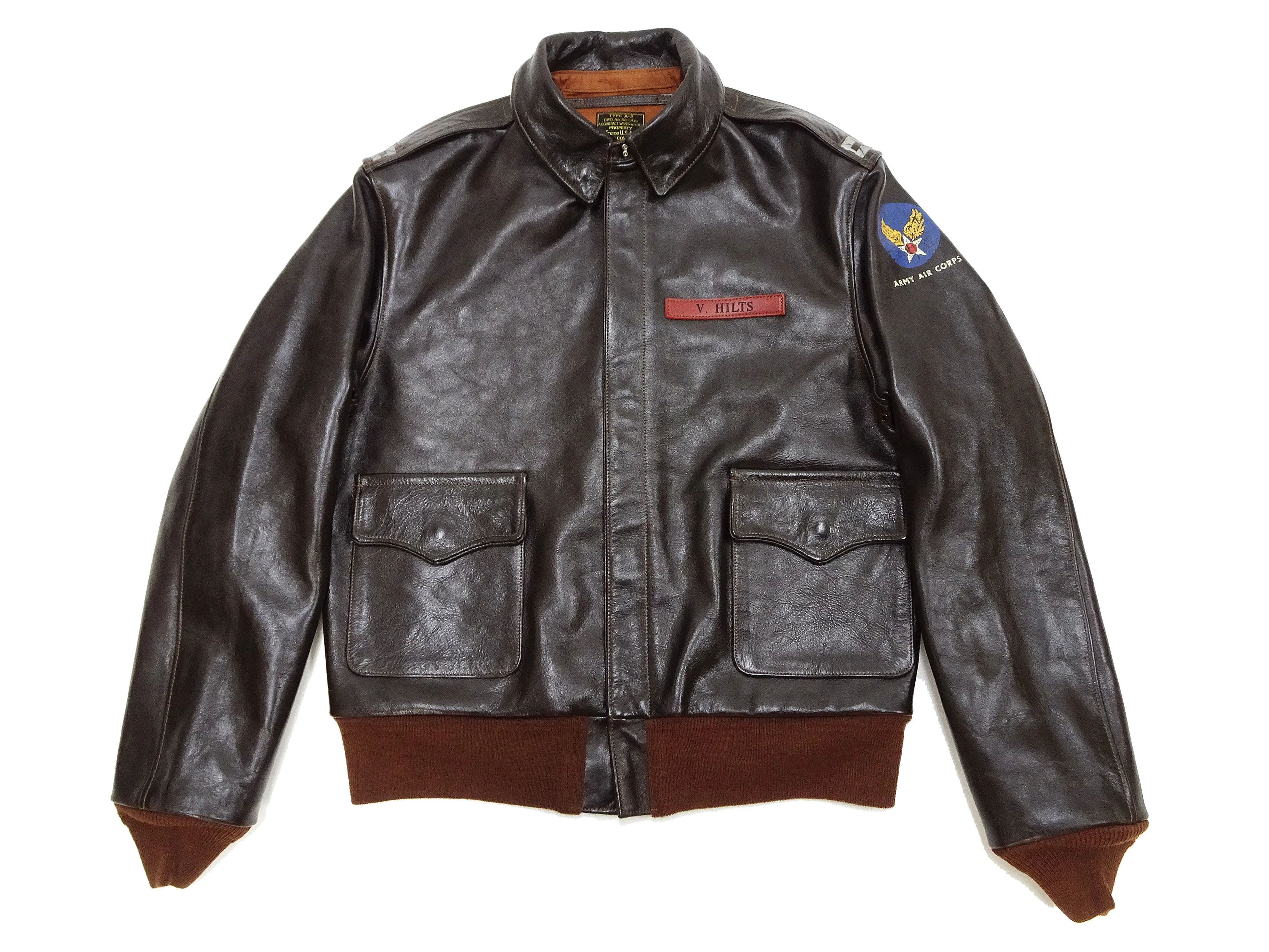 TOYS McCOY Steve McQueen A-2 Flight Jacket Men's A2 Leather Bomber Jacket TMJ2412 Seal-Brown