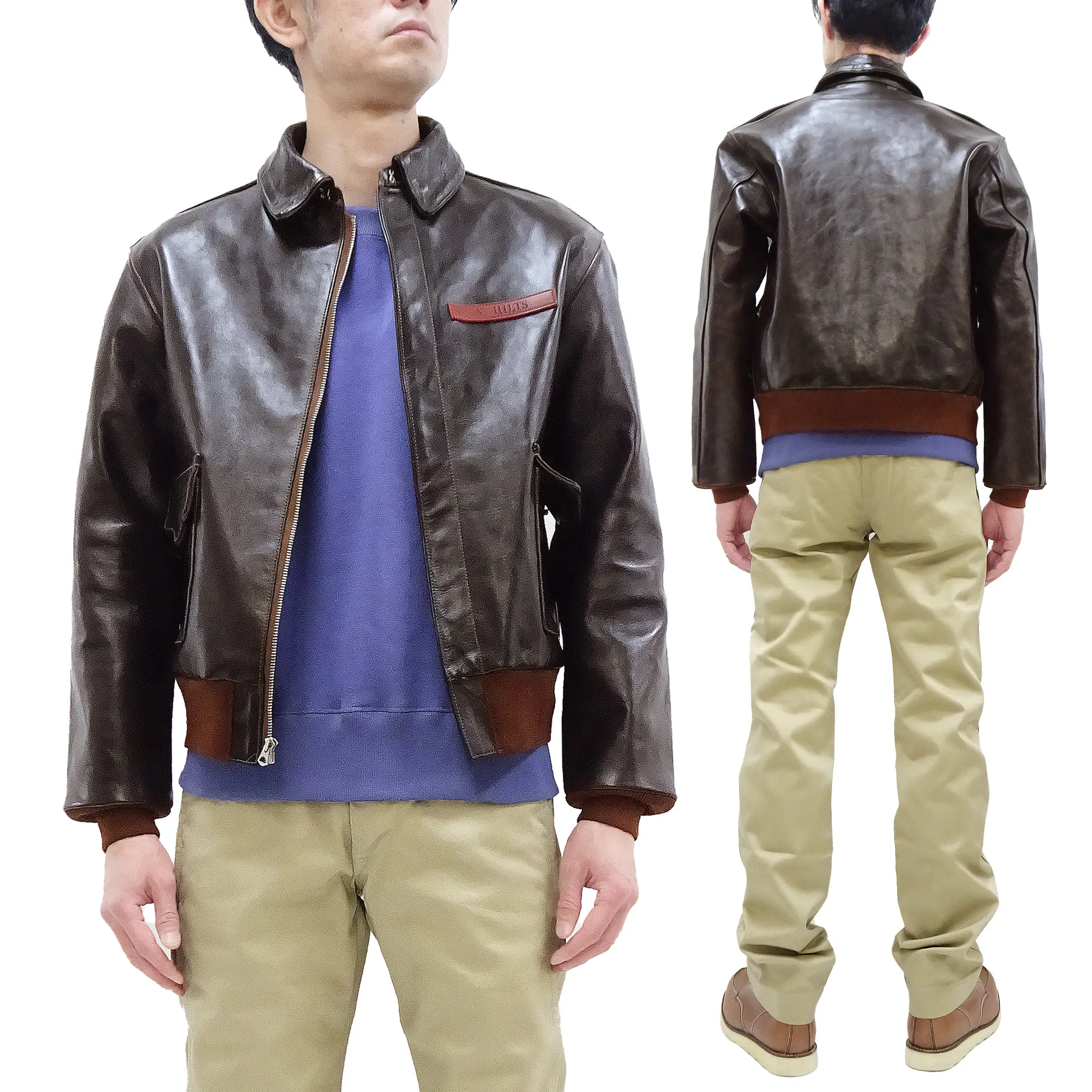 TOYS McCOY Steve McQueen A-2 Flight Jacket Men's A2 Leather Bomber Jacket TMJ2412 Seal-Brown