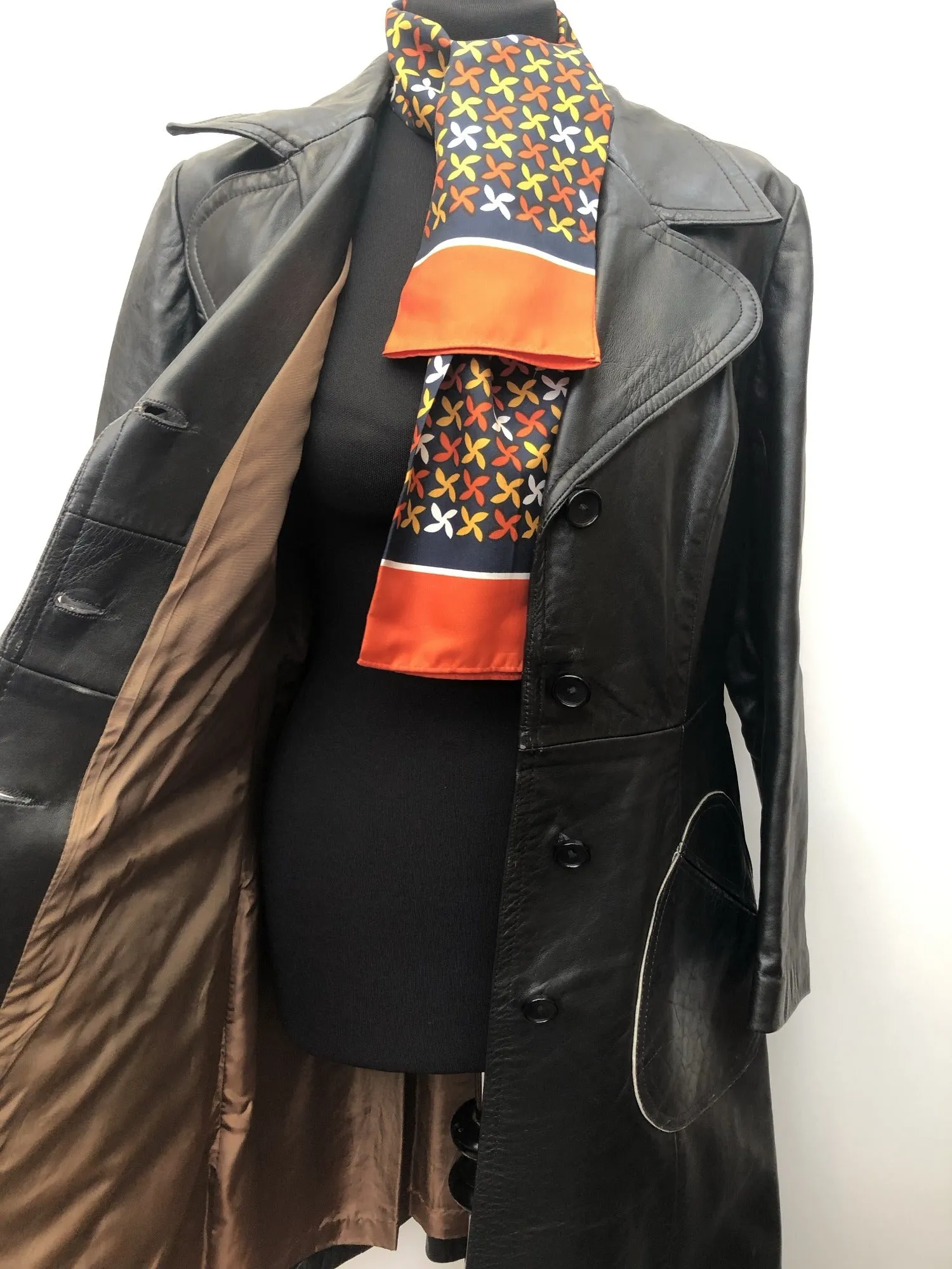 Vintage 1970s Leather Jacket by Suede Centre Swears and Wells in Black - Size UK 12