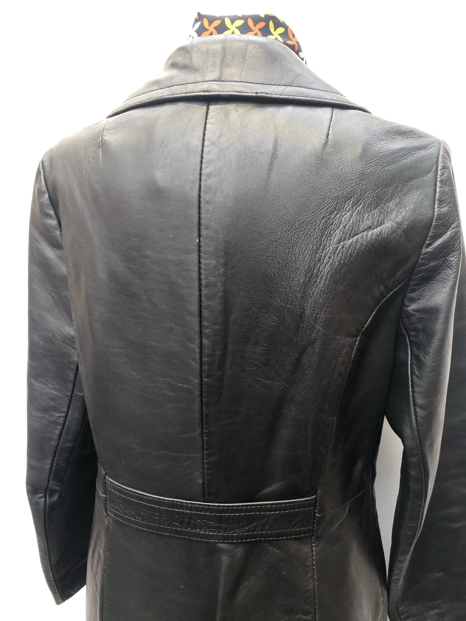 Vintage 1970s Leather Jacket by Suede Centre Swears and Wells in Black - Size UK 12