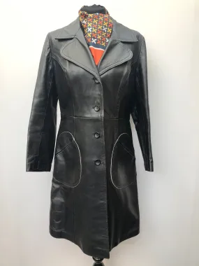 Vintage 1970s Leather Jacket by Suede Centre Swears and Wells in Black - Size UK 12