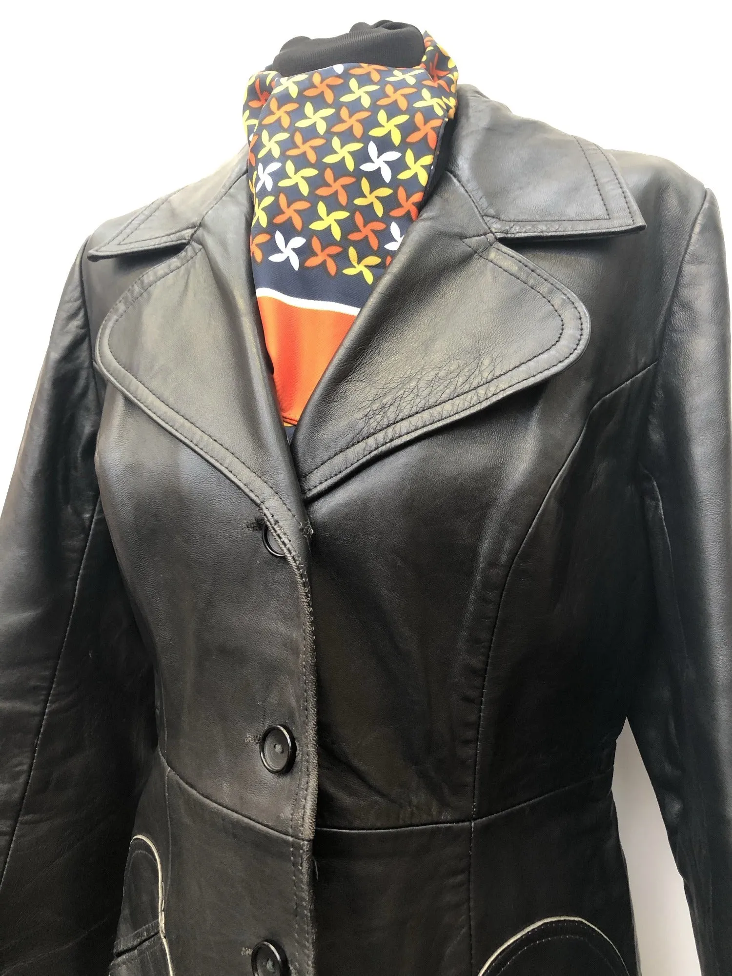 Vintage 1970s Leather Jacket by Suede Centre Swears and Wells in Black - Size UK 12
