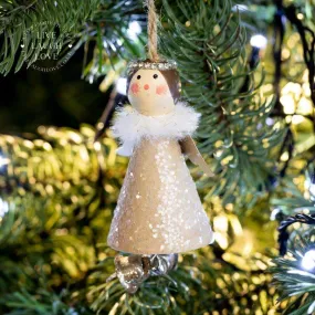 Wooden Hanging Angel With Bells
